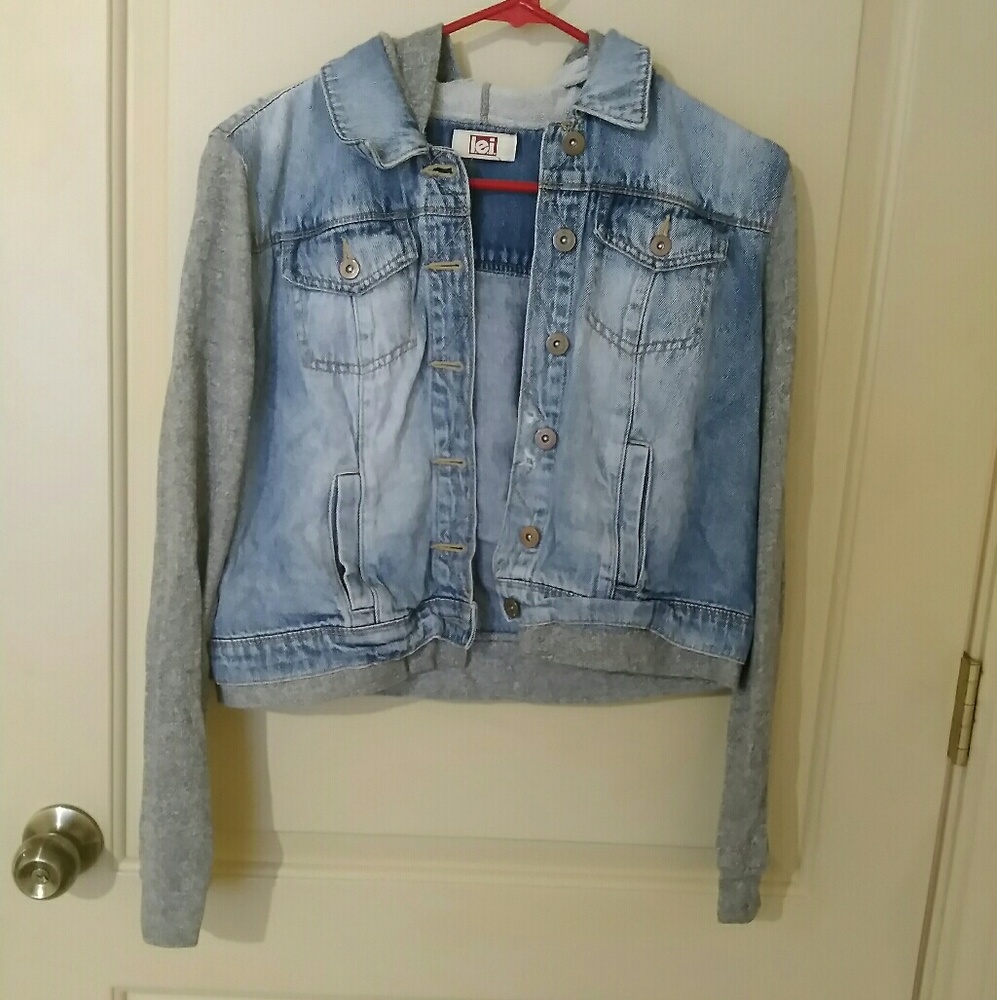 Jean Jacket with Hood (denim hoodie,  Small)